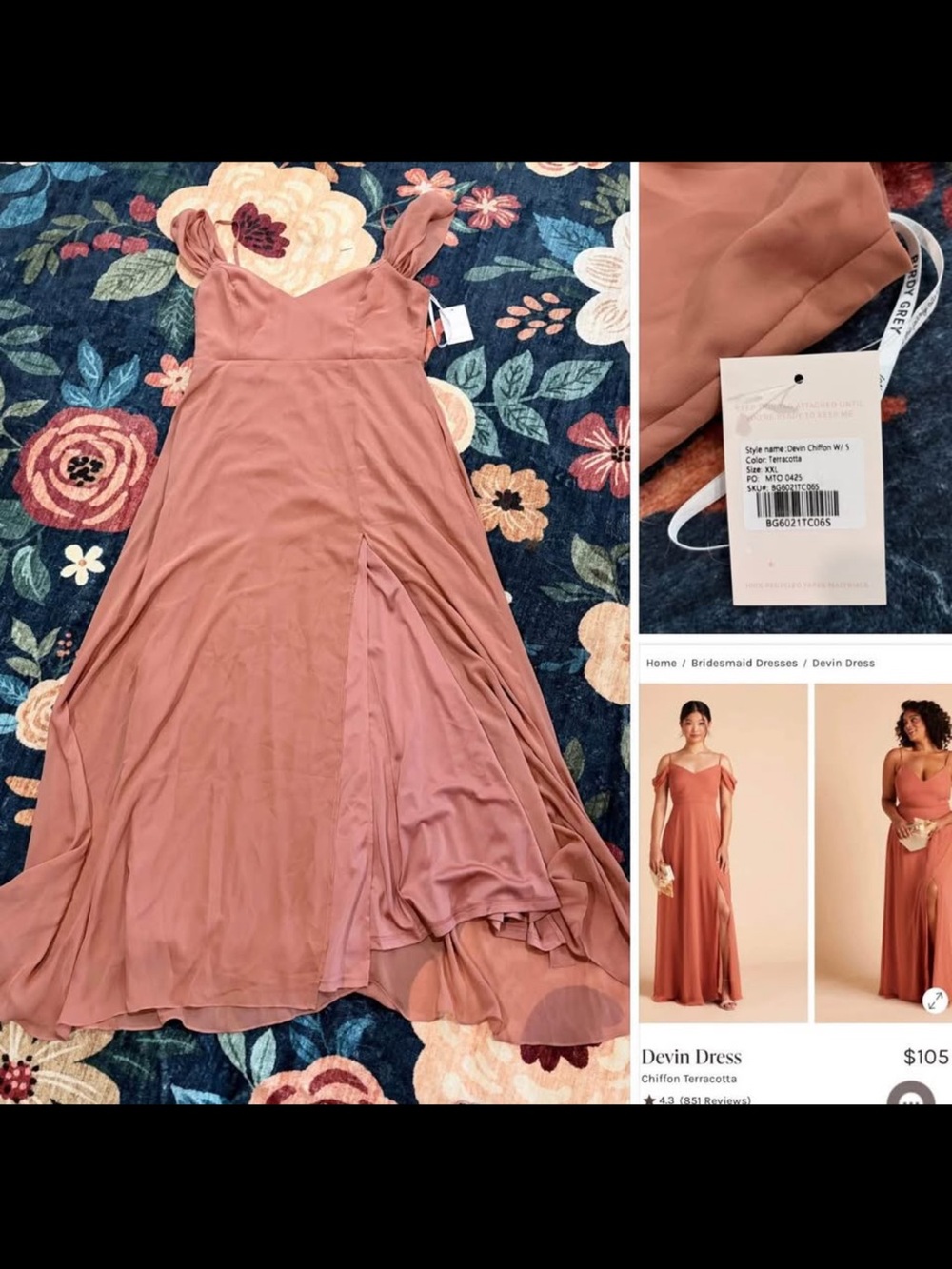Brand new with tags Devin Chiffon Maxi Dress - Terracotta